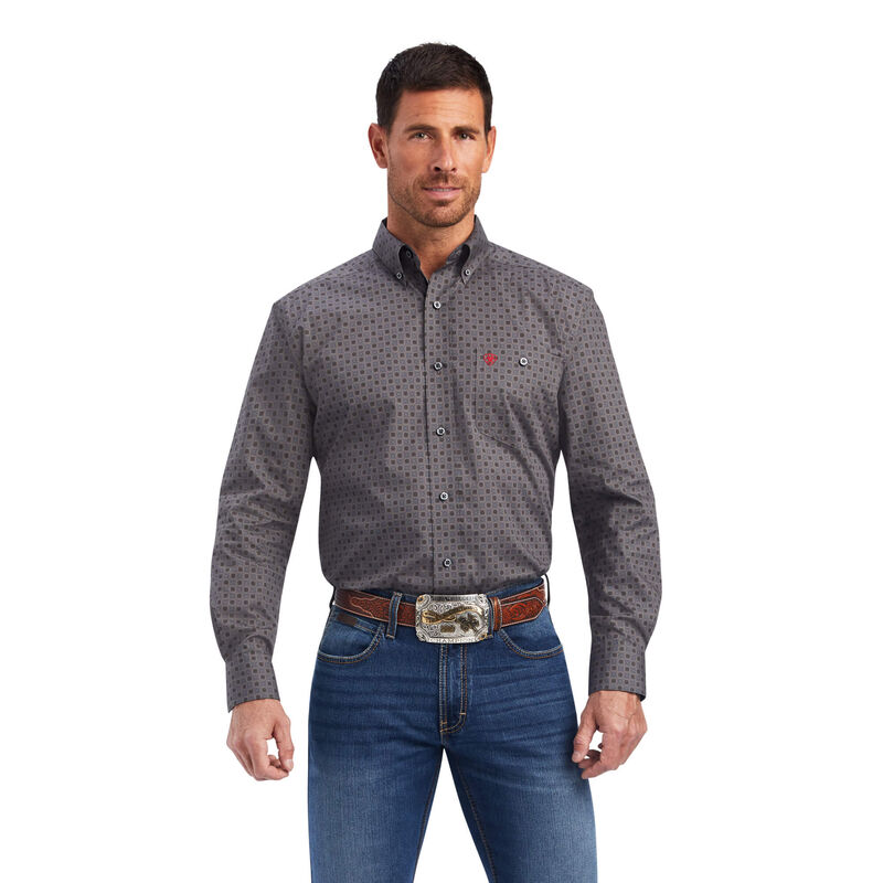 Camisas Ariat Relentless Steadfast Stretch Classic Fit Gris Oscuro Hombre - Chile 579-ADMEQG